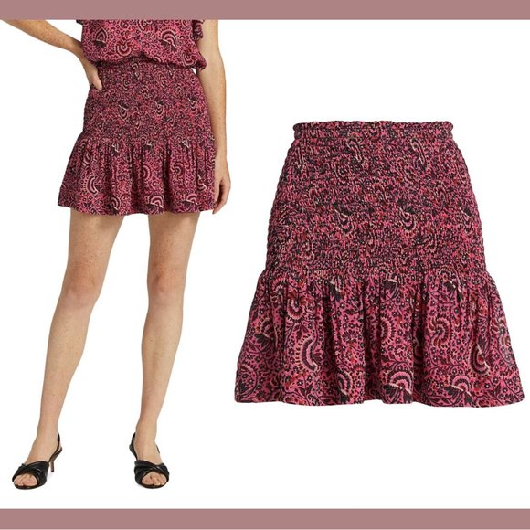 NEW $395 A.L.C [ 14 ] Kade Floral Smocked Mini Skirt‎ in Pink - Picture 2 of 13